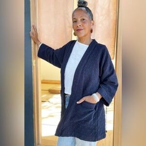 Curator S.F. Navy Blue Quilted Kimono Cardigan size S